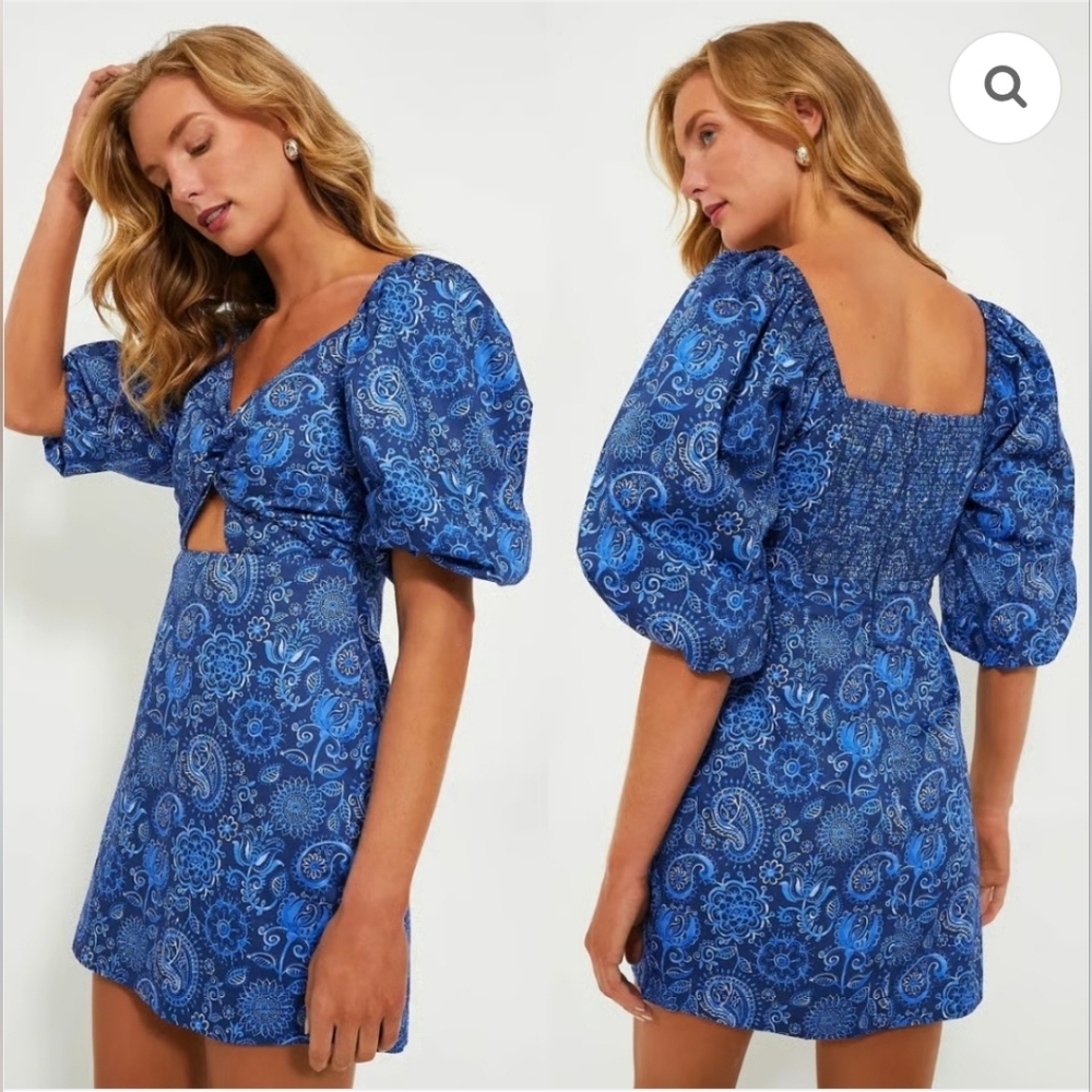 NWT Tuckernuck Blue Mod Paisley Bianca Mini Dress Size Small